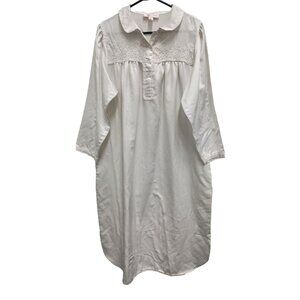 Oscar De Larenta‎ Pink Label Womens Long Night Gown Size Large White Satin Lace